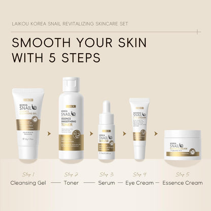 Korean Snail & Ginseng Skincare Set – 5-Piece Facial Care Kit with Cleanser, Toner, Serum, Eye Cream & Moisturizer
