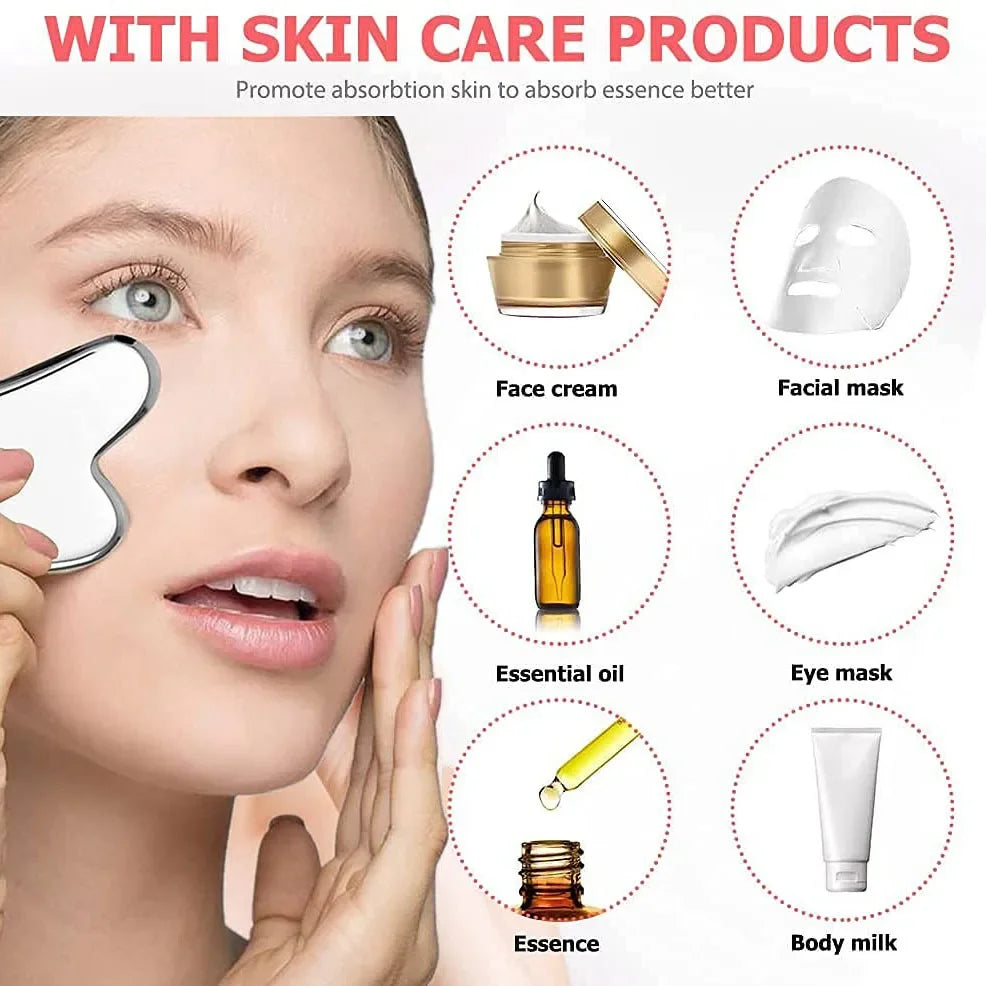Stainless Steel Ice Face Roller and Gua Sha Tool Set for Facial Skincare - Reusable Silicone Ice Roller (1 or 3 Pieces)