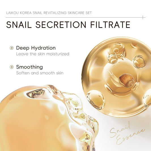 Korean Snail & Ginseng Skincare Set – 5-Piece Facial Care Kit with Cleanser, Toner, Serum, Eye Cream & Moisturizer