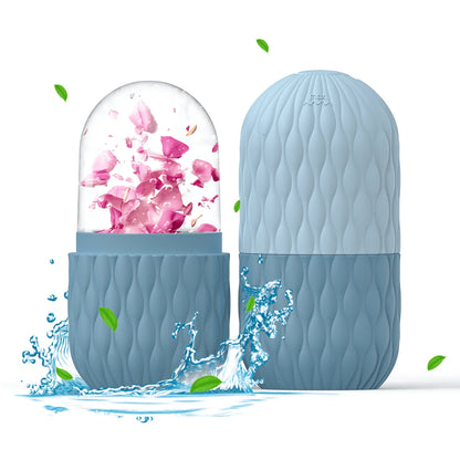 Stainless Steel Ice Face Roller and Gua Sha Tool Set for Facial Skincare - Reusable Silicone Ice Roller (1 or 3 Pieces)