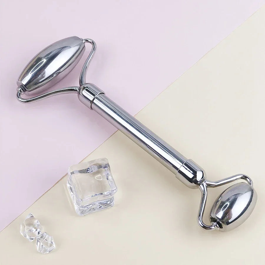 Stainless Steel Ice Face Roller and Gua Sha Tool Set for Facial Skincare - Reusable Silicone Ice Roller (1 or 3 Pieces)