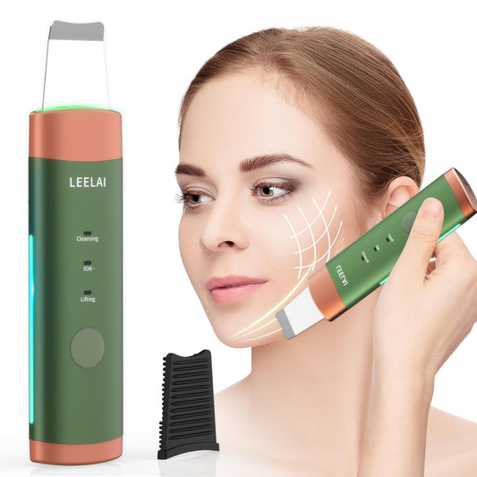 Ultrasonic Facial Skin Scrubber – Waterproof Pore Cleanser & Exfoliating Spatula with 3 Modes