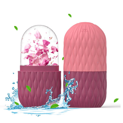 Stainless Steel Ice Face Roller and Gua Sha Tool Set for Facial Skincare - Reusable Silicone Ice Roller (1 or 3 Pieces)