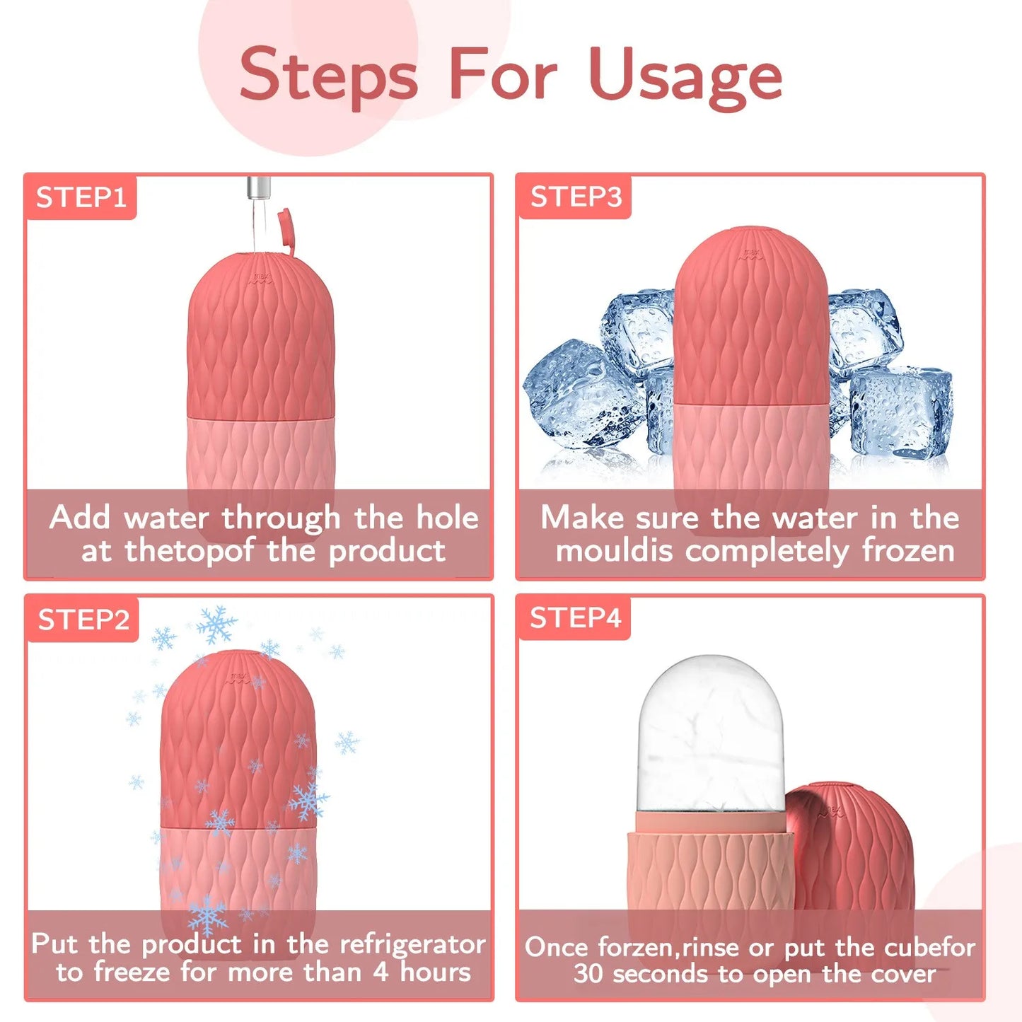 Stainless Steel Ice Face Roller and Gua Sha Tool Set for Facial Skincare - Reusable Silicone Ice Roller (1 or 3 Pieces)