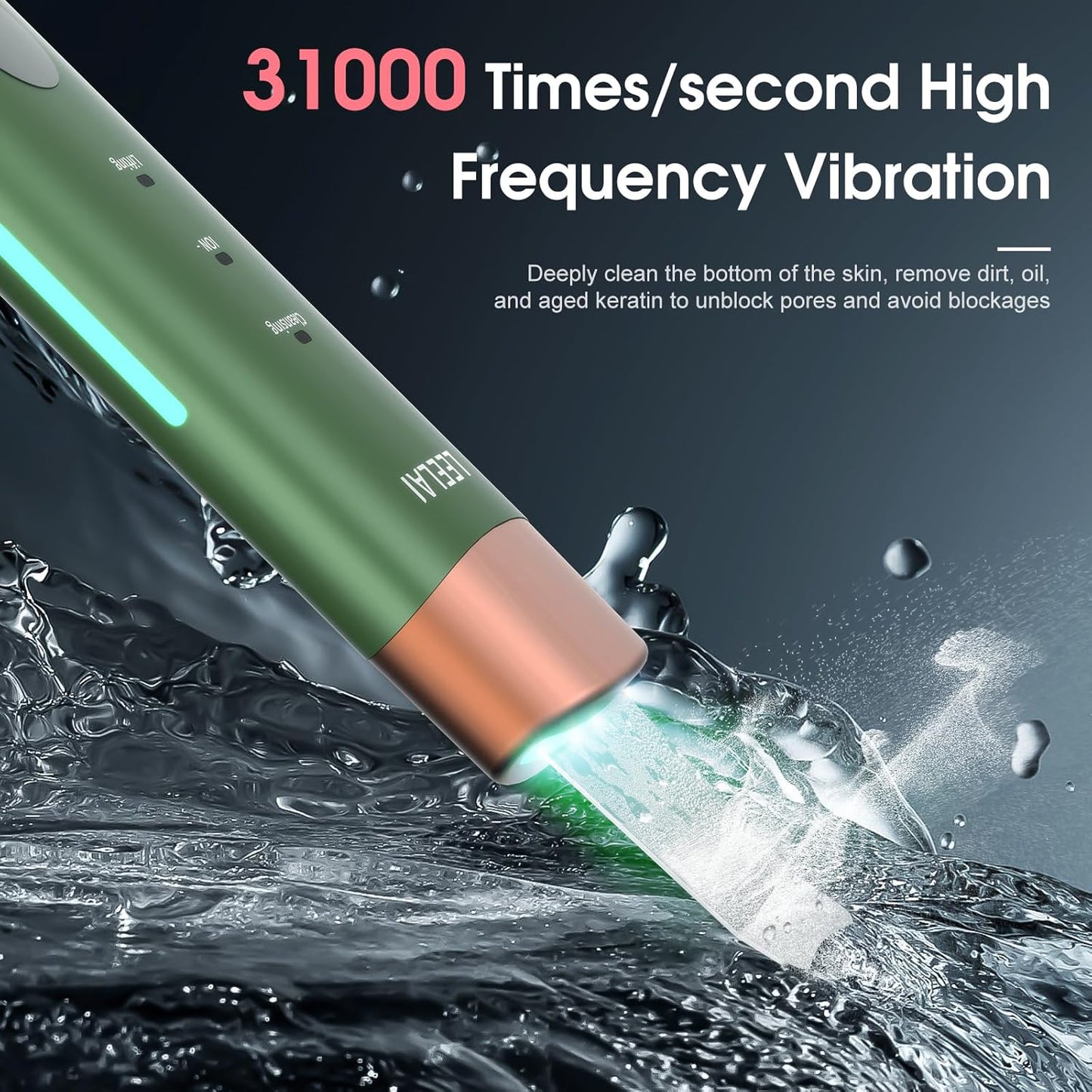 Ultrasonic Facial Skin Scrubber – Waterproof Pore Cleanser & Exfoliating Spatula with 3 Modes
