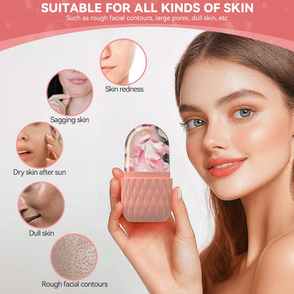 Stainless Steel Ice Face Roller and Gua Sha Tool Set for Facial Skincare - Reusable Silicone Ice Roller (1 or 3 Pieces)