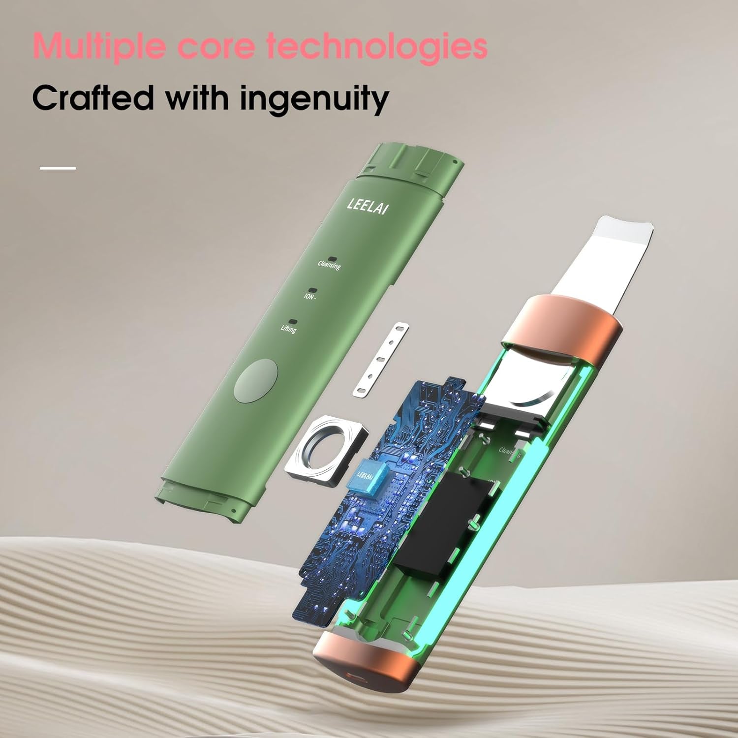 Ultrasonic Facial Skin Scrubber – Waterproof Pore Cleanser & Exfoliating Spatula with 3 Modes